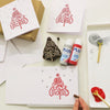 Indian Block Printing Kit - Merry Christmas Tree Christmas Cards