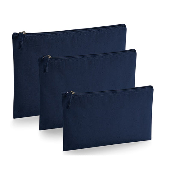 Cotton Canvas Flat Accessory Pouches Navy