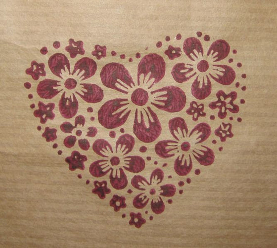 Indian Wooden Printing Block - Flower Heart Outline