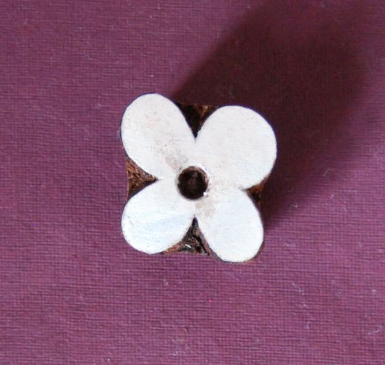 Indian Wooden Printing Block - Small Funky Flower A