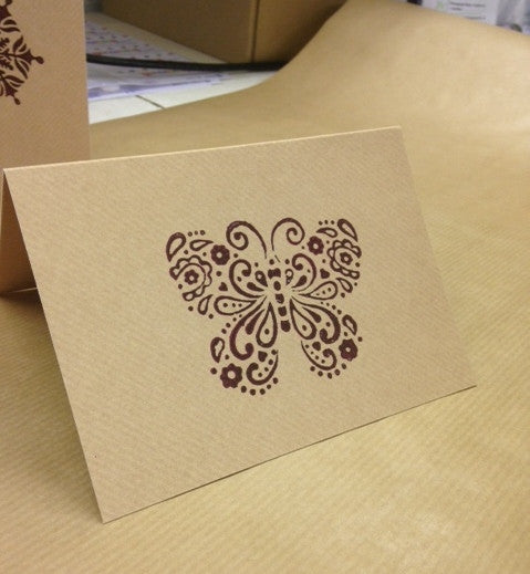 Indian Wooden Printing Block - Detailed Butterfly