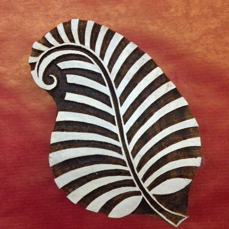 Indian Wooden Printing Block - Large Curly Leaf