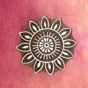 Indian Wooden Printing Block - Detailed Sunny Flower