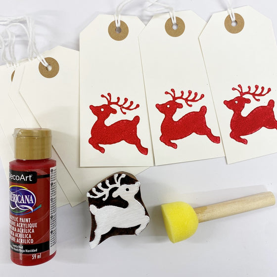 Block Printing Kit - Small Reindeer Gift Tags