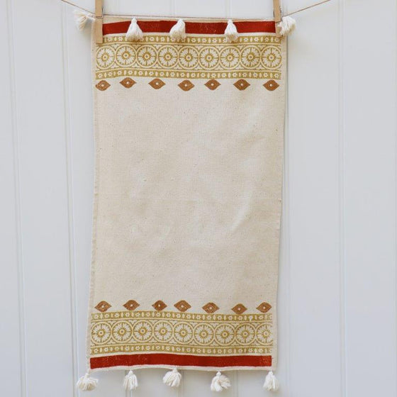 Small Natural 'Turkish Style' Tassel Towel