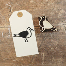  A hand block printed gift tag, printed using a Seagull Indian wooden printing block in black acrylic paint