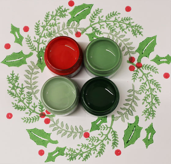 Fabric Paint Set- Christmas Greens & Berry Red