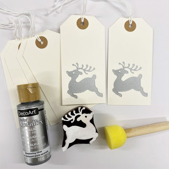 Block Printing Kit - Small Reindeer Gift Tags