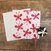 Hand block printed card in a pink Butterfly design using a Indian wooden printing block