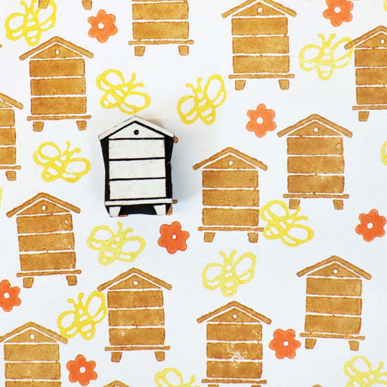 Indian Wooden Printing Block - Bee Hive
