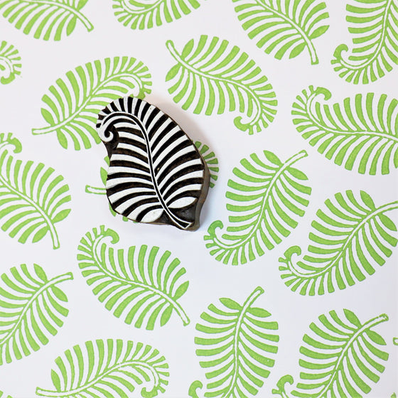 Indian Wooden Printing Block - Small Curly leaf