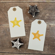  Hand block printed gift tags printed using a starfish Indian wooden printing block