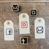 Social media symbols Indian wooden printing blocks