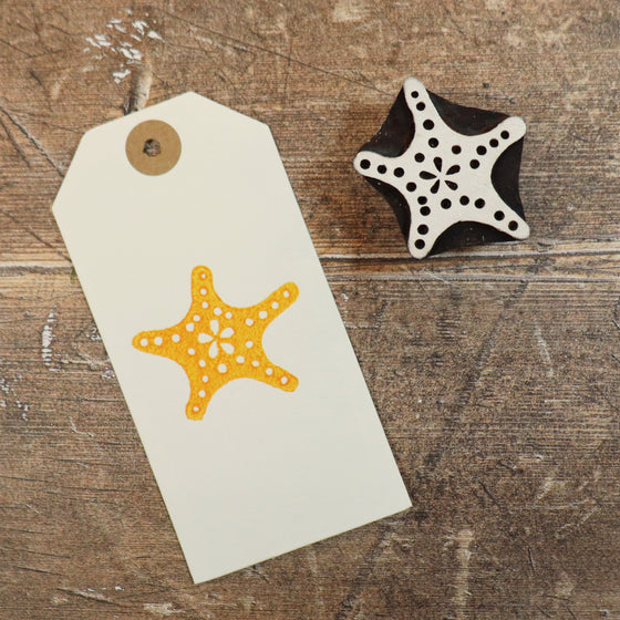Indian Wooden Printing Block - Small Starfish