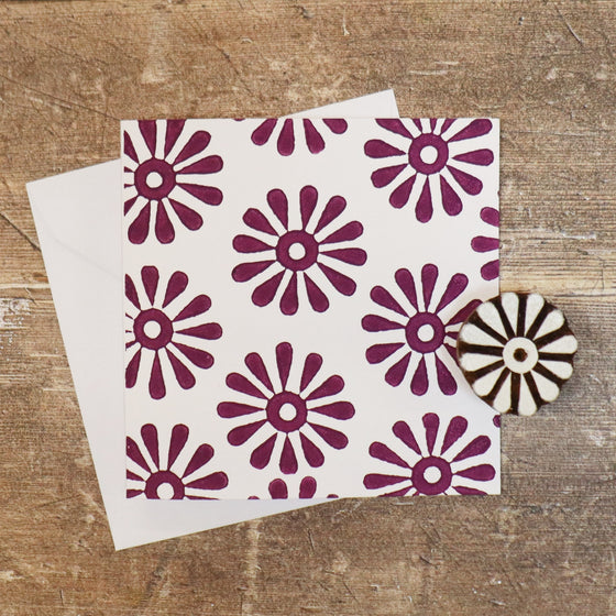 Indian Wooden Printing Block - Straight Petal Daisy