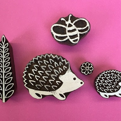 Indian Wooden Block Set - Hedgehog Scene